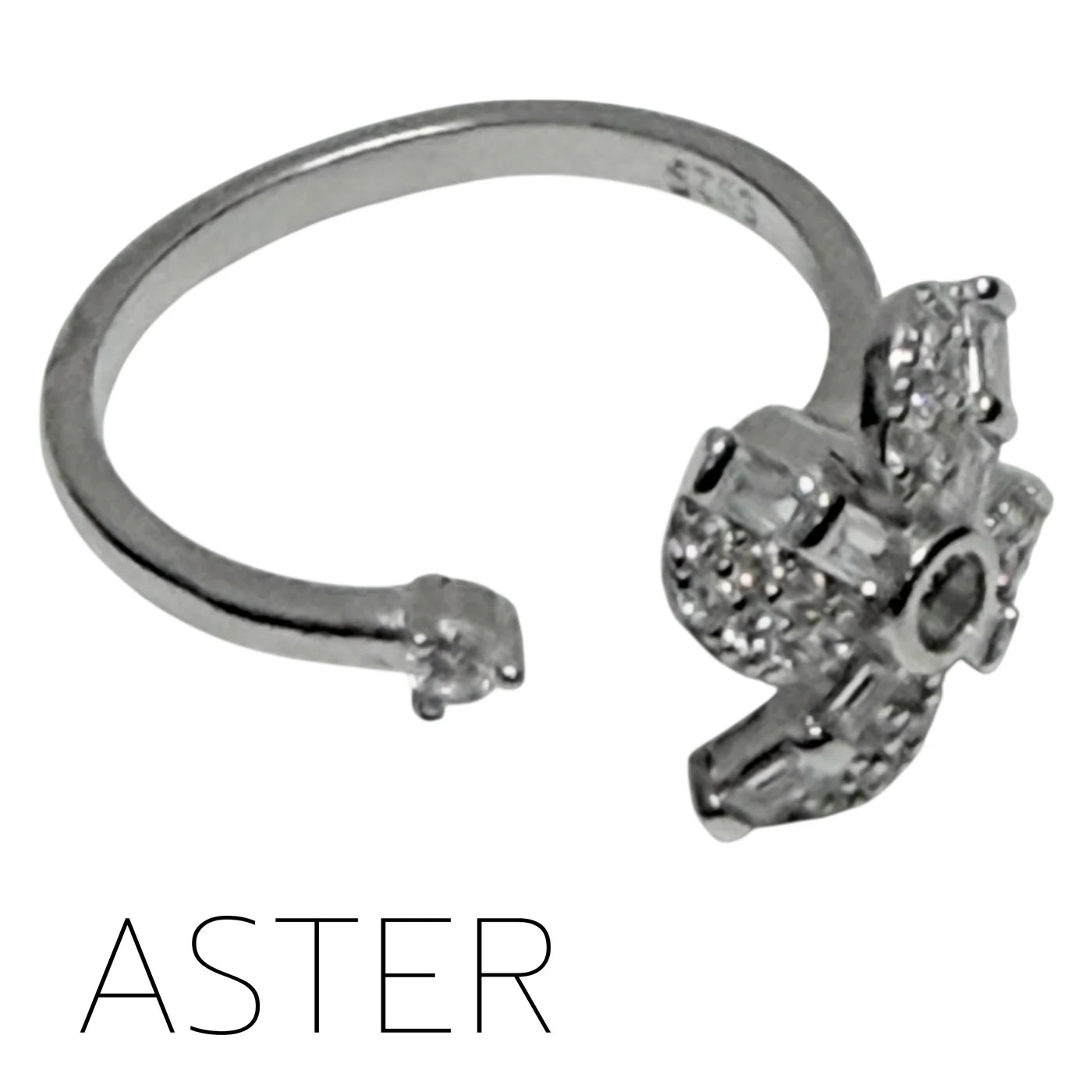 Aster Fidget Ring - 4 Petal Diamante Spinning Flower for Anxiety
