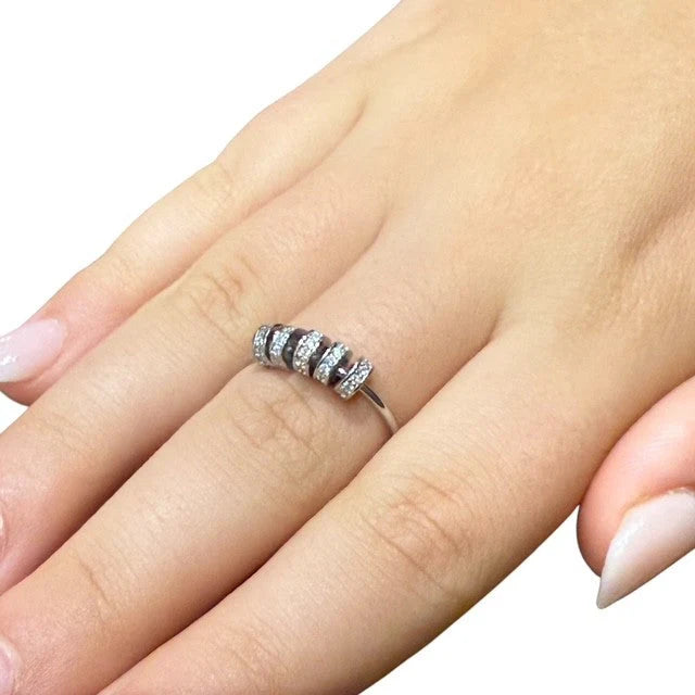 Axia Fidget Ring - 5 Diamante Moving Beads for Anxiety and Sensory Support