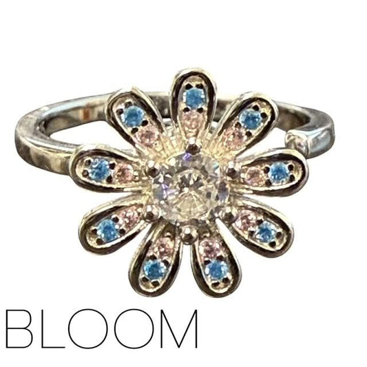 Bloom Fidget Ring - Diamante Spinning Flower for Anxiety and Sensory Support