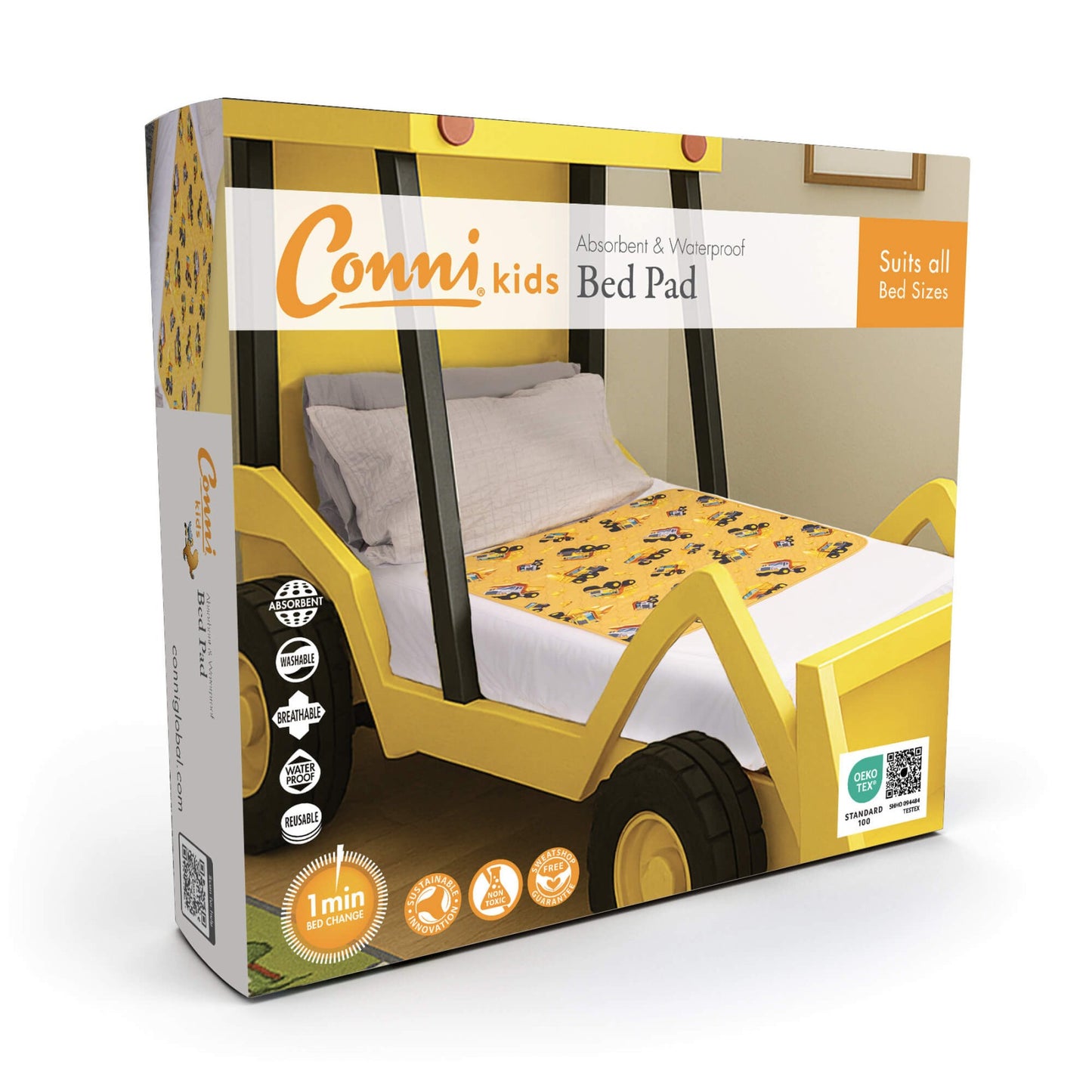 Conni Kids Reusable Bed Pad - Truck Print