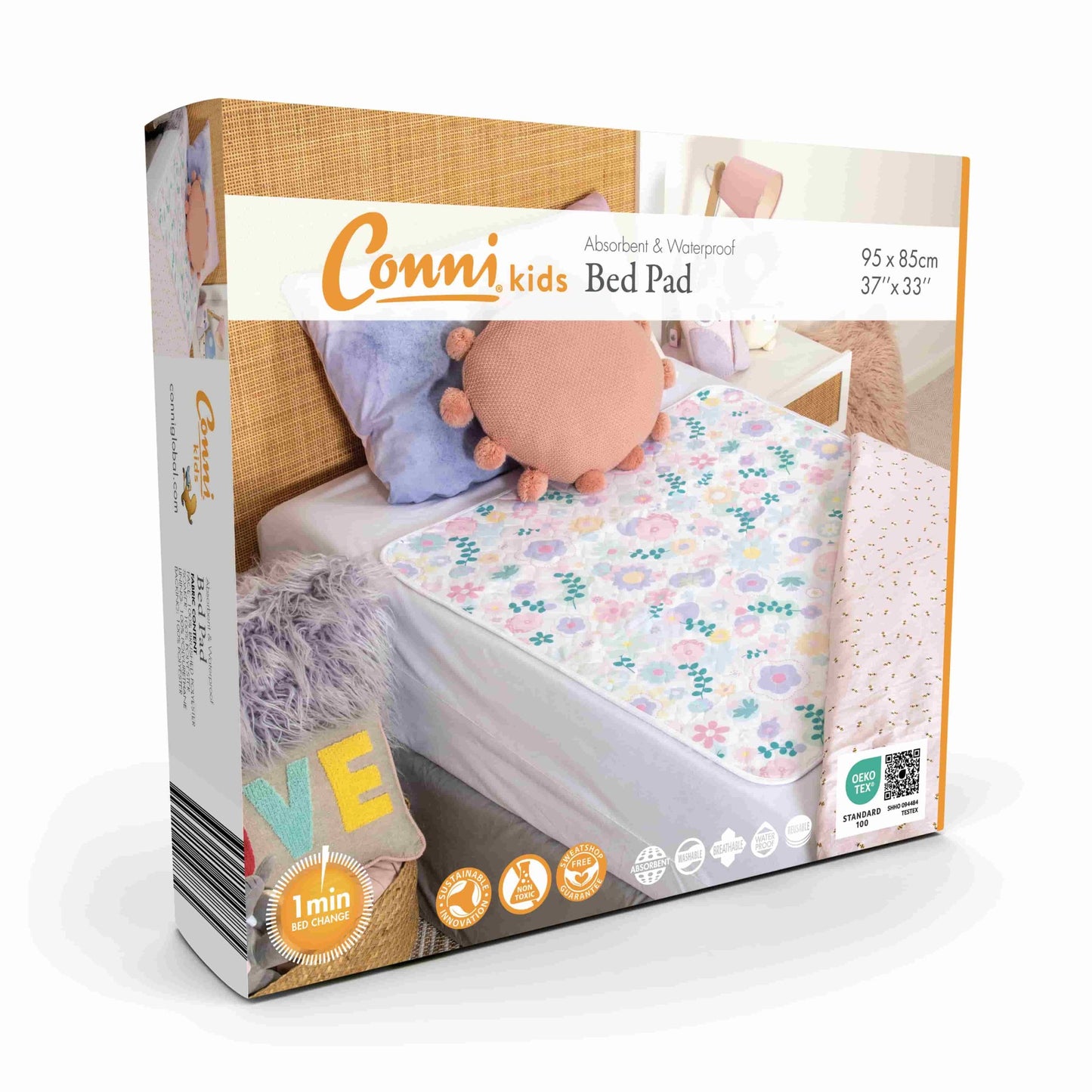 Conni Kids Reusable Bed Pad - Flower Print
