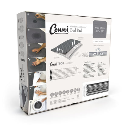 Conni Reusable Bed Pad with Tuck-ins - Charcoal