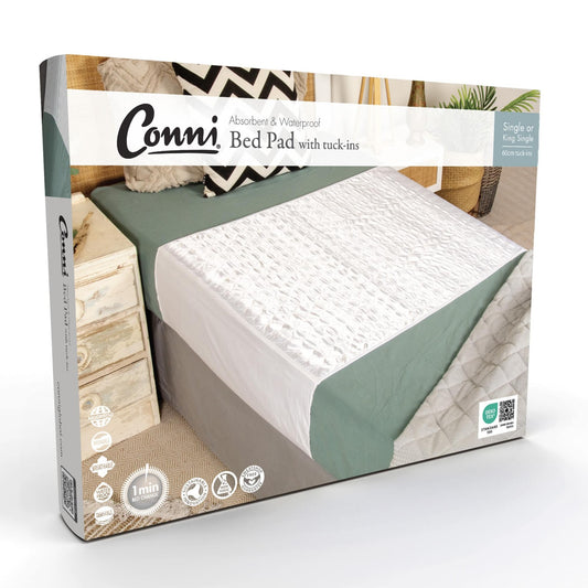 Conni Satin-Glide X Wide Bed Pad with Tuck-ins - White