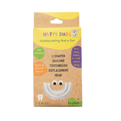 Happy Bubs U Shaped Silicone Toothbrush Replacement Heads x 3 Pack 2-6 year olds