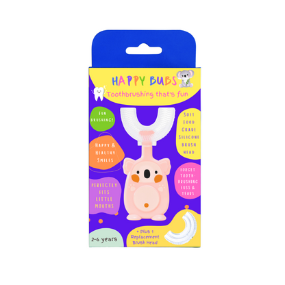 Happy Bubs U Shaped Silicone Toothbrush Pink 2-6 year olds