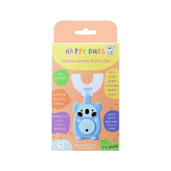 Happy Bubs U Shaped Silicone Toothbrush Blue 2-6 year olds