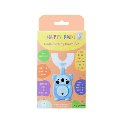Happy Bubs U Shaped Silicone Toothbrush Blue 2-6 year olds