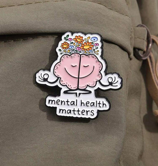 Mental Health Matters – Meditating Brain Enamel Badge