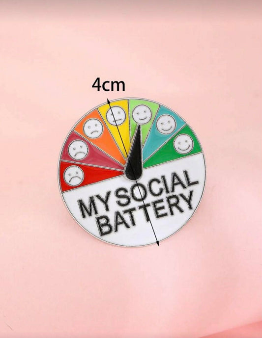 “My Social Battery” Mood Gauge Enamel Badge