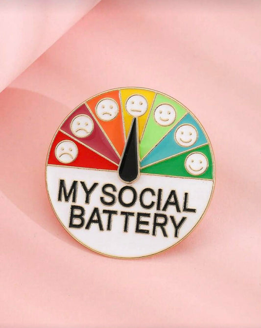 “My Social Battery” Mood Gauge Enamel Badge