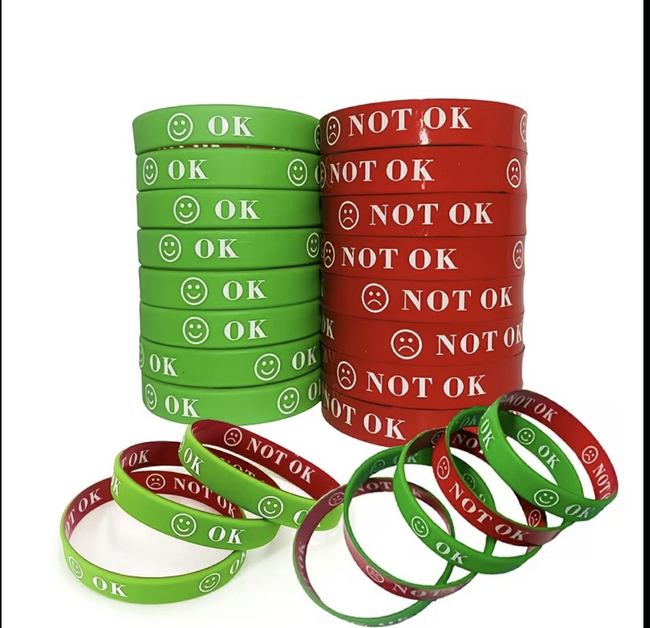 Ok/ Not ok Silicone Communication Wristbands