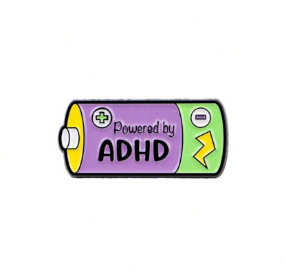''Powered by ADHD'' Enamel Badge