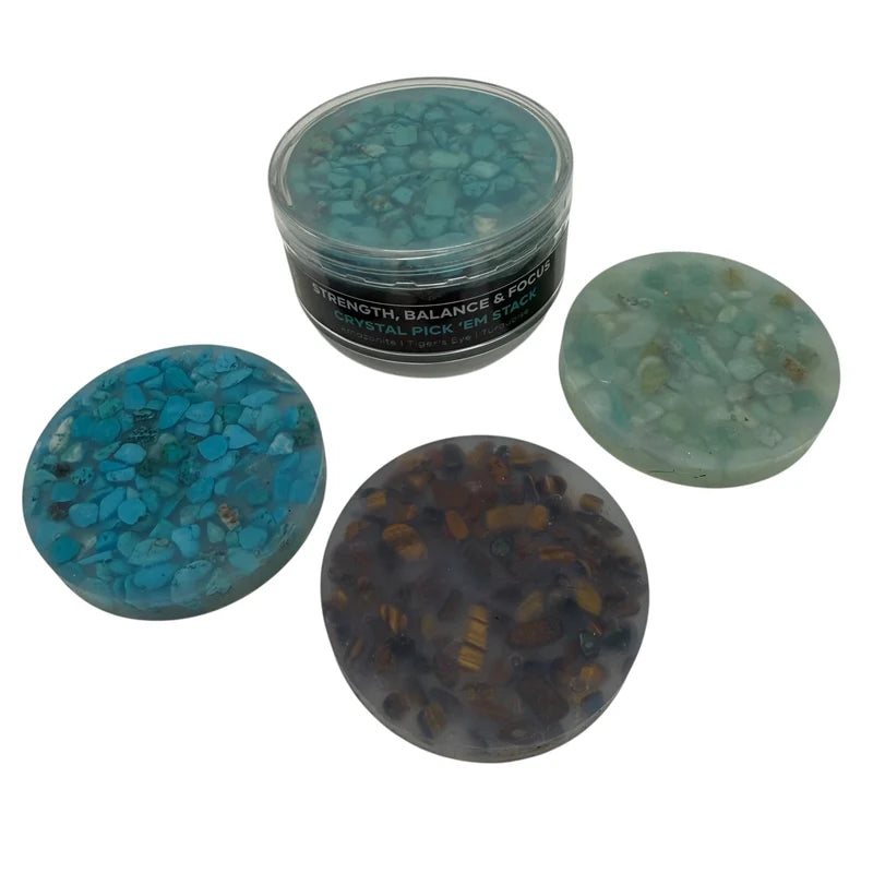 Strength, Balance & Focus Crystal Pick 'Em Stack : 3 Pack - Amazonite, Tiger’s Eye & Turquoise