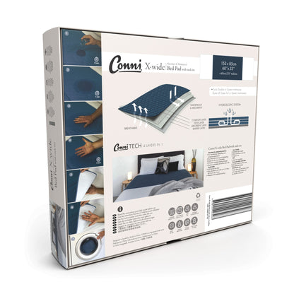 Conni X-wide Dual Reusable Bed Pad with Tuck-ins - Teal Blue