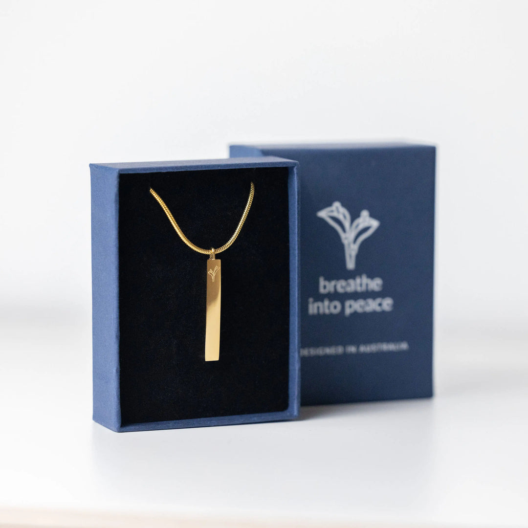 18K Gold or Matt Black Breathing Necklace for Natural Anxiety Relief