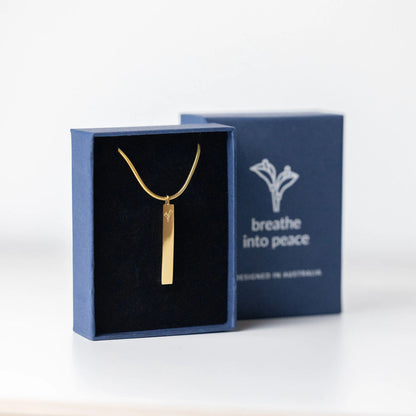 18K Gold or Matt Black Breathing Necklace for Natural Anxiety Relief