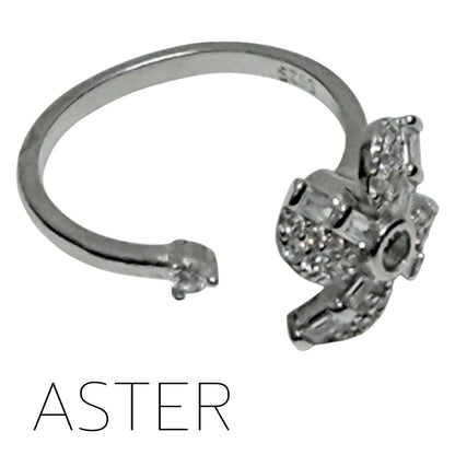 Aster Fidget Ring - 4 Petal Diamante Spinning Flower for Anxiety