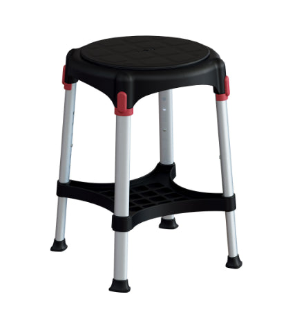 King Rotating Round Stool with Tray, Adjustable Height - Black