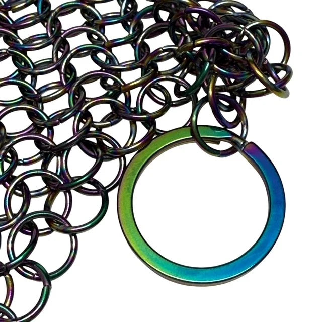 Rhomboid Hand Crafted Chain Maille Keyring- Oil Slick